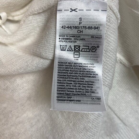 Gap Belted Open Cardigan Sweater Womens Size S White Lightweight Linen Blend NWT - Picture 6 of 10